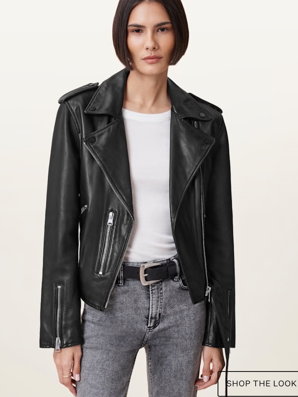 AllSaints Black Leather Moto Jacket